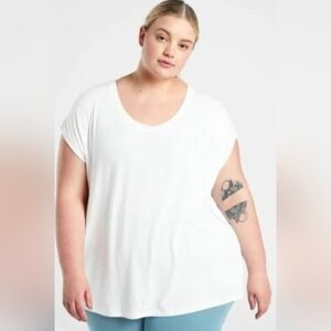 Set Of 2 Athleta Women's Plus Size 3x Cloudlight  Stratus Tees(White, Mauve)